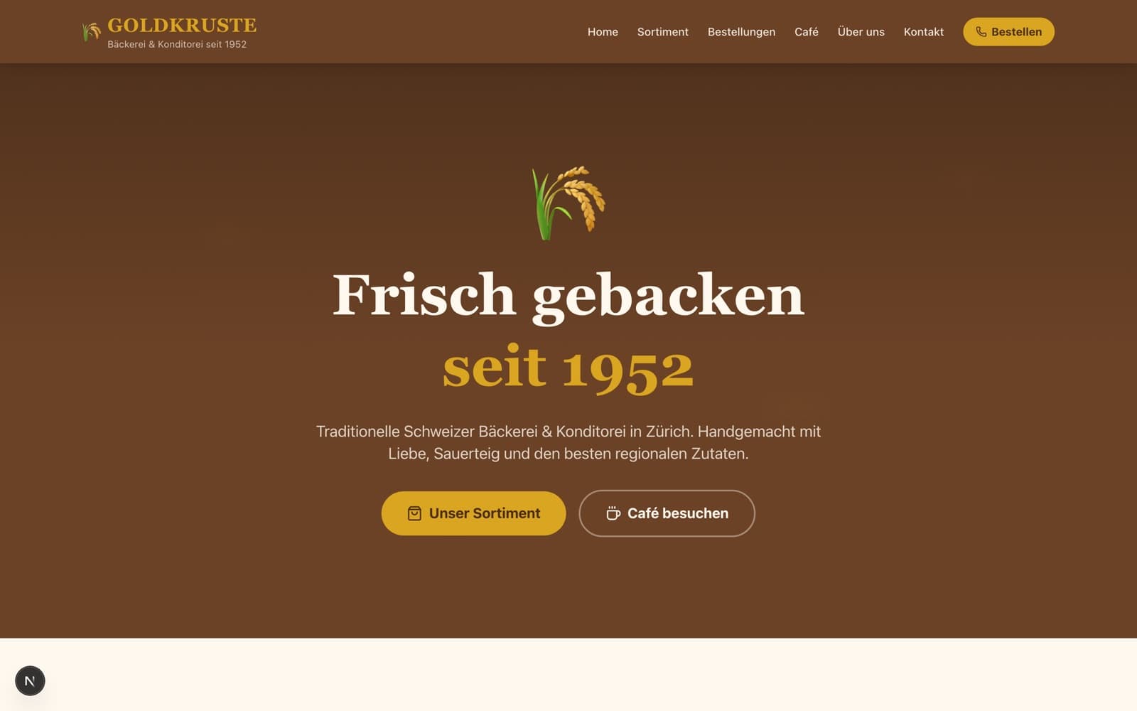 Goldkruste website template preview
